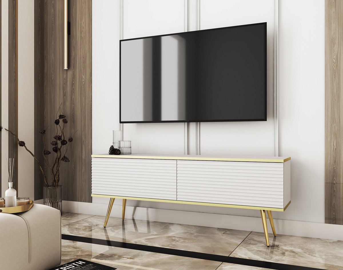 Тумба под телевизор Oro RTV135 MDF Белый, Золотой (1321469728) недорого