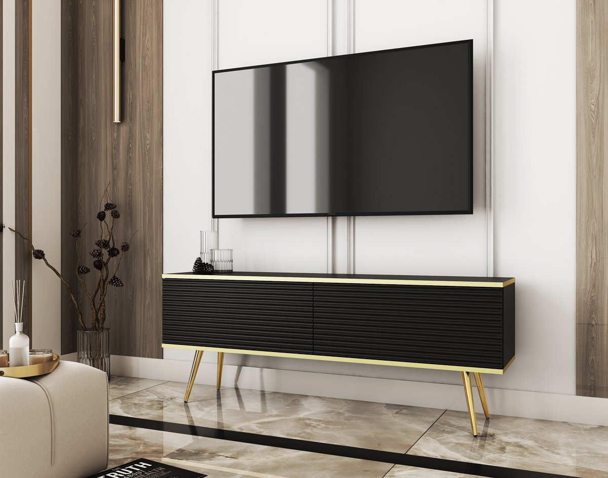Тумба под телевизор Oro RTV135 MDF Черный, Золотой (1321469731) недорого