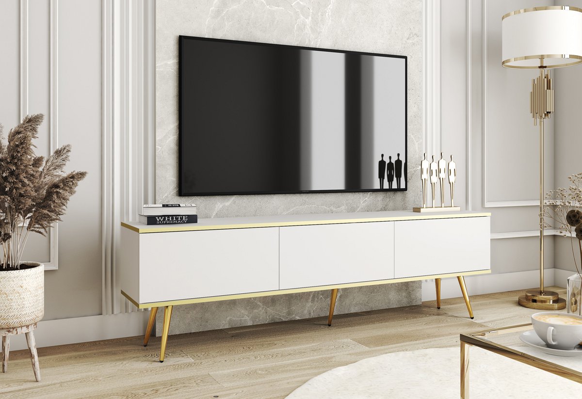 Тумба під телевізор Oro RTV175 Білий, Золотий (1321469738) недорого