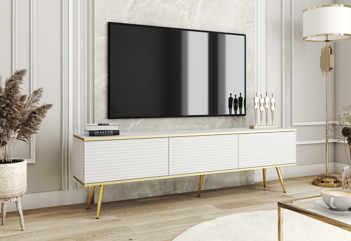 Тумба под телевизор Oro RTV175 MDF Белый, Золотой (1321469748) недорого