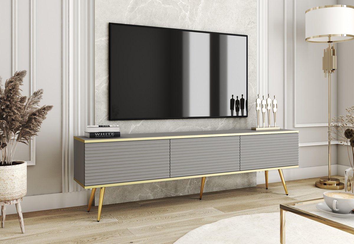 Тумба под телевизор Oro RTV175 MDF Серый, Золотой (1321469749) недорого